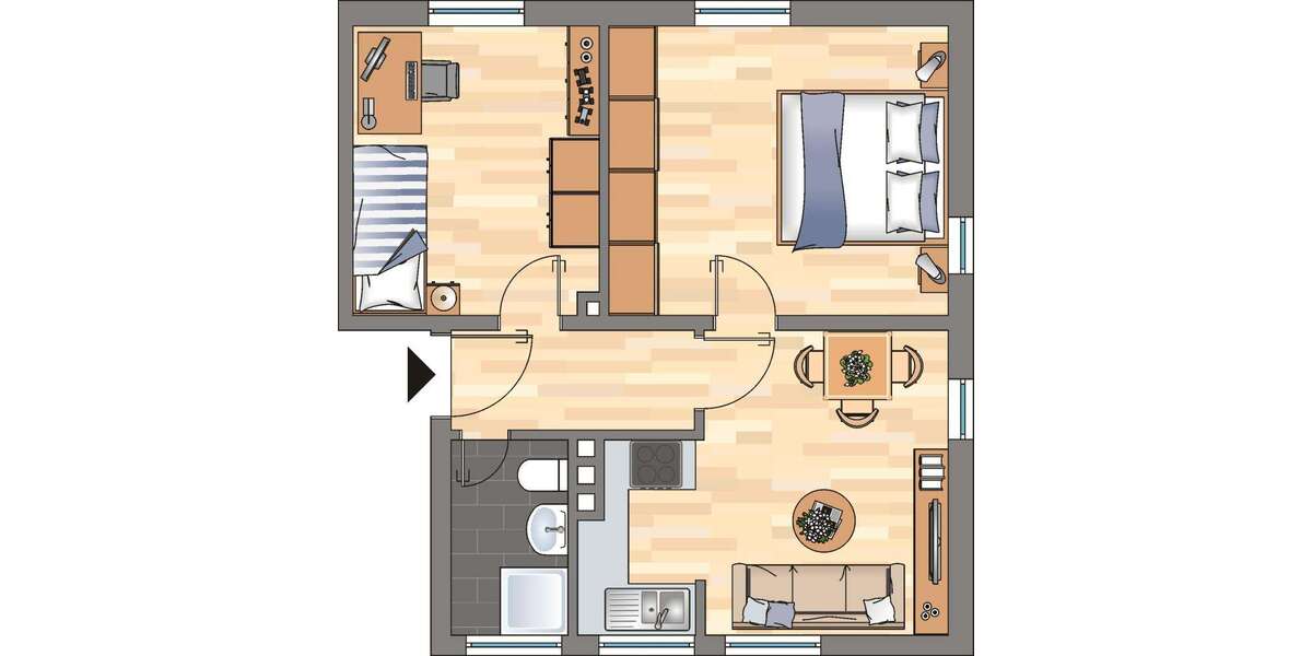 Etagenwohnung Bergkamen Overberge - 2.5 Zimmer, 49 m&sup2;, 389&euro; | Angebot:25915638