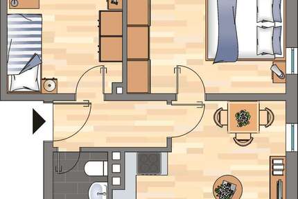 Wohnung Bergkamen Overberge - 2.5 Zimmer, 49 m&sup2;, 389&euro; | Angebot:25915638