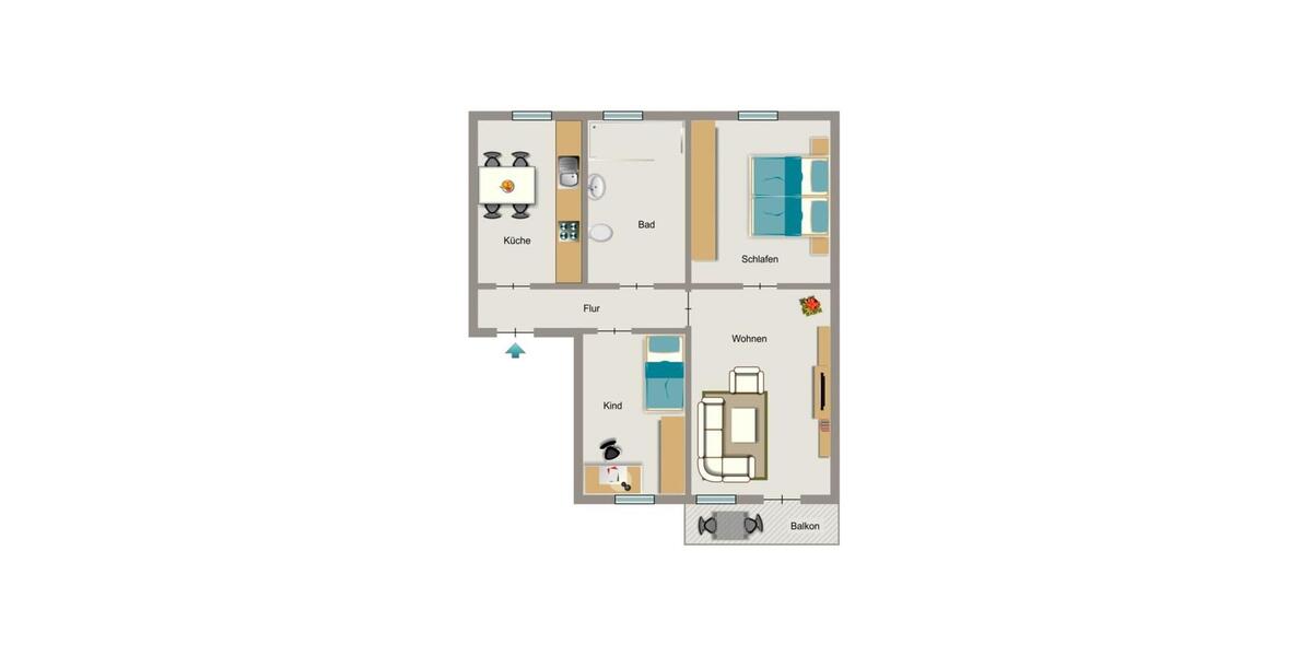 Erdgeschoßwohnung Bochum Bochum-Nord - 3.5 Zimmer, 65 m&sup2;, 564&euro; | Angebot:26042961