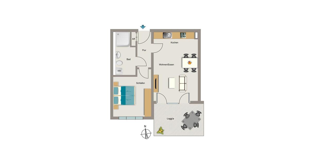 Etagenwohnung Dortmund - 2 Zimmer, 54 m&sup2;, 714&euro; | Angebot:25175693