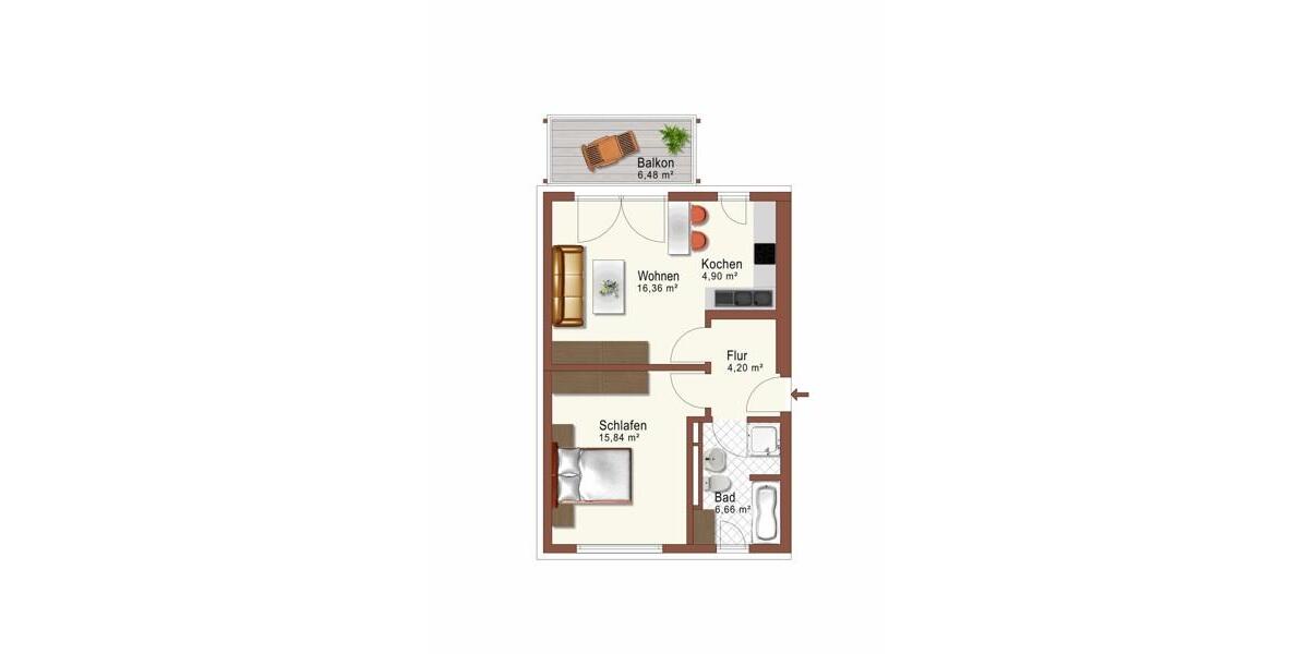 Etagenwohnung Dortmund Hörde - 2 Zimmer, 53 m&sup2;, 766&euro; | Angebot:25262982