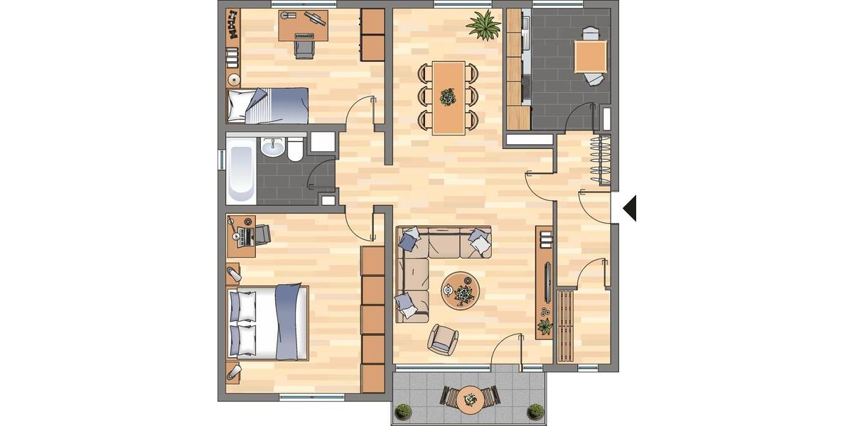 Erdgeschoßwohnung Hagen Hagen-Nord - 3.5 Zimmer, 67 m&sup2;, 509&euro; | Angebot:25272316