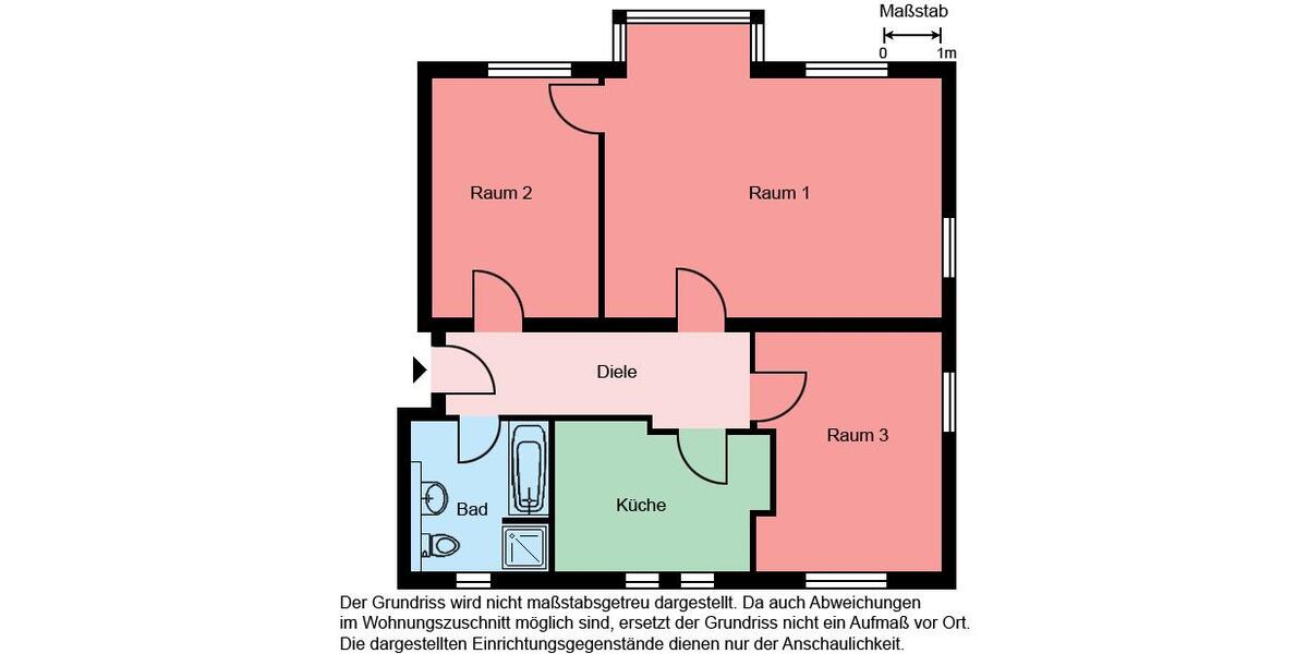 Etagenwohnung Bochum Bochum-Mitte - 3 Zimmer, 77 m&sup2;, 425&euro; | Angebot:25760109