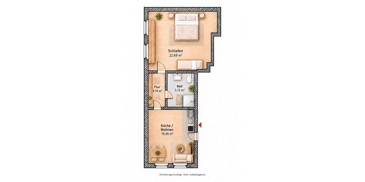Erdgeschoßwohnung Dortmund Brackel - 2 Zimmer, 50 m&sup2;, 900&euro; | Angebot:27597434