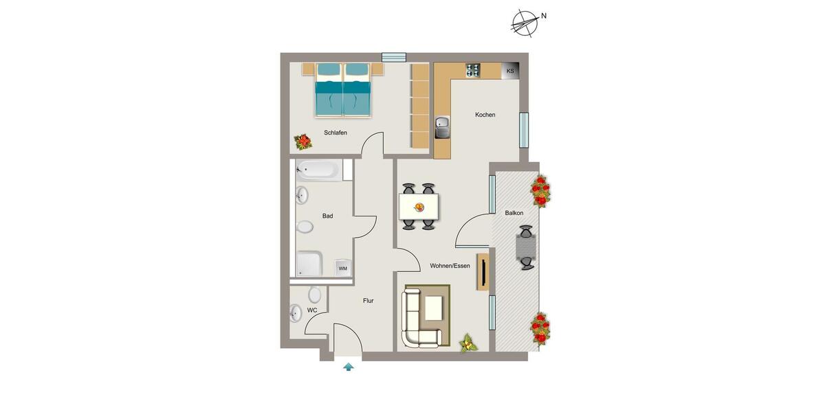 Etagenwohnung Bochum Wiemelhausen - 2 Zimmer, 67 m&sup2;, 414&euro; | Angebot:25958494