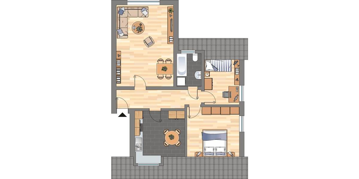 Dachgeschoßwohnung Bergkamen - 3.5 Zimmer, 58 m&sup2;, 263&euro; | Angebot:25868106