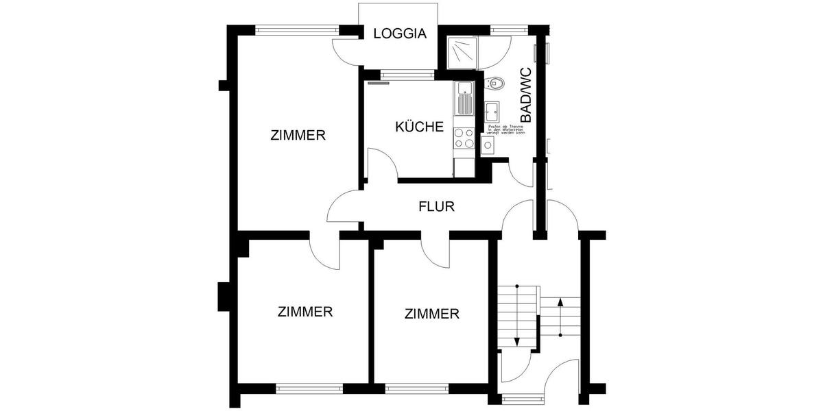 Etagenwohnung Hagen Hagen-Mitte - 3 Zimmer, 71 m&sup2;, 514&euro; | Angebot:25712261