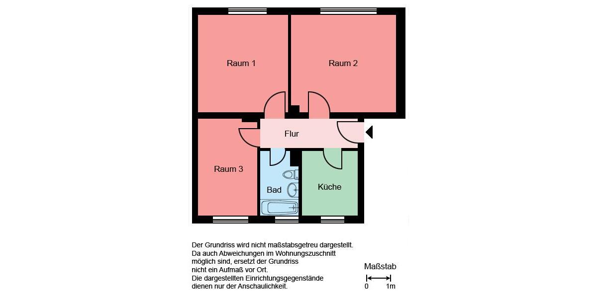 Etagenwohnung Castrop-Rauxel Deinighausen - 3 Zimmer, 60 m&sup2;, 449&euro; | Angebot:24616325