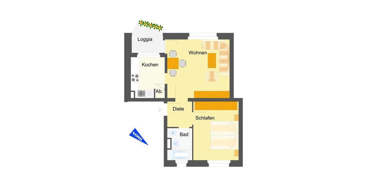 Etagenwohnung Lüdenscheid Staberg - 2 Zimmer, 45 m&sup2;, 304&euro; | Angebot:25853497