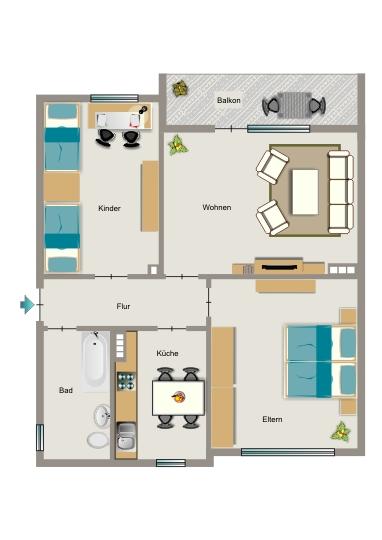 Etagenwohnung Dortmund Innenstadt Nord - 3.5 Zimmer, 66 m&sup2;, 571&euro; | Angebot:25845040