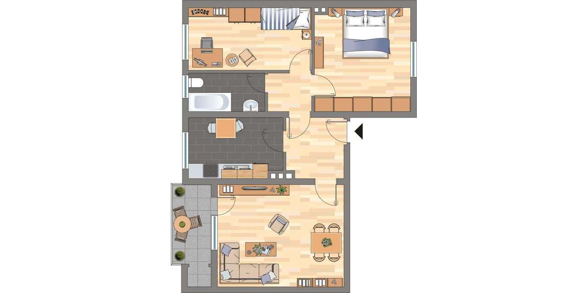 Etagenwohnung Dortmund Brackel - 3 Zimmer, 66 m&sup2;, 560&euro; | Angebot:27098201