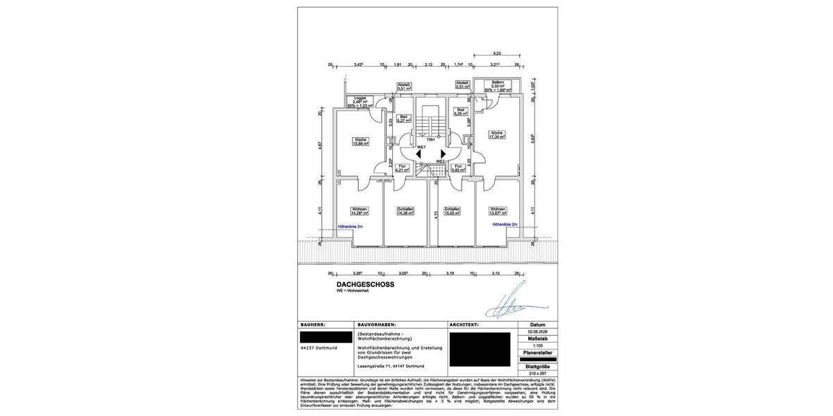 Dachgeschoßwohnung Dortmund Innenstadt Nord - 2.5 Zimmer, 57 m&sup2;, 89.000&euro; | Angebot:26824658