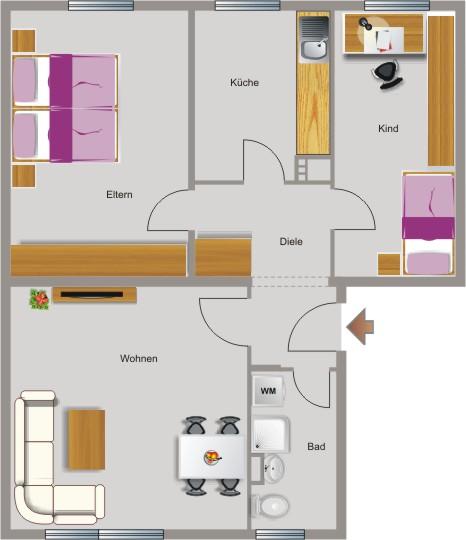 Etagenwohnung Dortmund Innenstadt Nord - 3.5 Zimmer, 63 m&sup2;, 529&euro; | Angebot:25896626