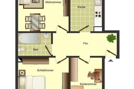 Wohnung Bergkamen Overberge - 3.5 Zimmer, 63 m&sup2;, 433&euro; | Angebot:24789854