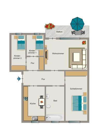 Etagenwohnung Bergkamen - 4.5 Zimmer, 77 m&sup2;, 563&euro; | Angebot:25627118