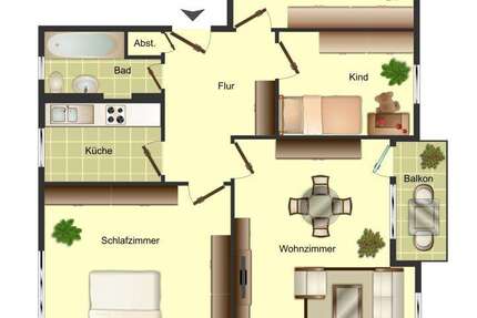 Wohnung Unna - 4 Zimmer, 70 m&sup2;, 519&euro; | Angebot:25539104