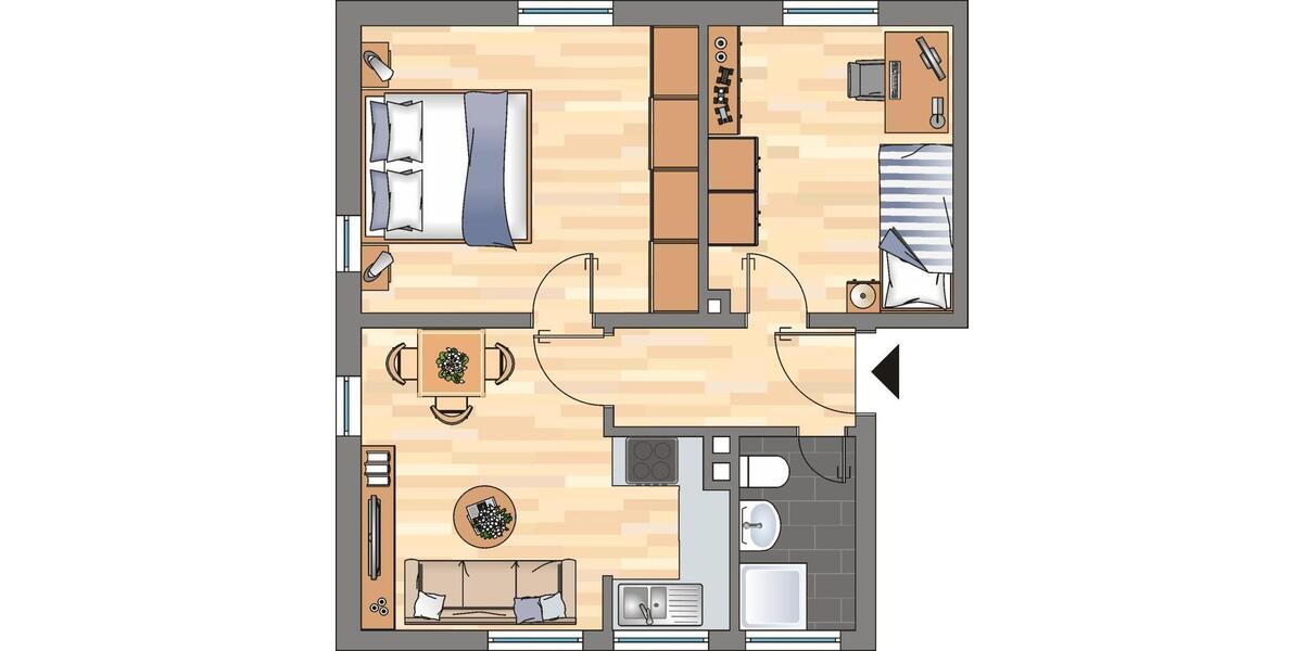 Erdgeschoßwohnung Bergkamen - 3 Zimmer, 49 m&sup2;, 389&euro; | Angebot:25978479