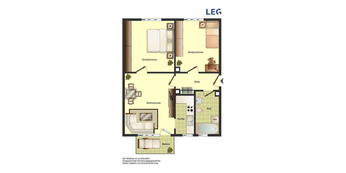 Etagenwohnung Bergkamen Weddinghofen - 3 Zimmer, 54 m&sup2;, 439&euro; | Angebot:27723056