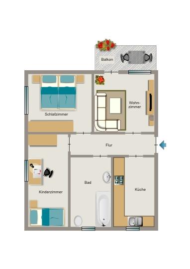 Erdgeschoßwohnung Bergkamen - 3.5 Zimmer, 59 m&sup2;, 443&euro; | Angebot:26026097