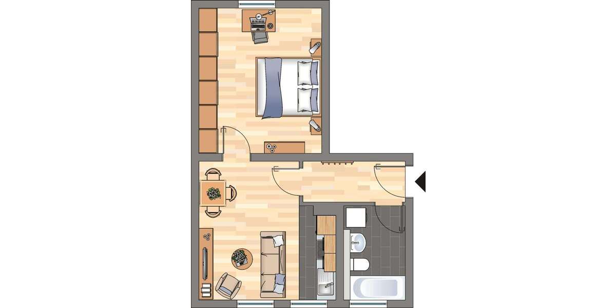 Etagenwohnung Dortmund Innenstadt Ost - 1 Zimmer, 36 m&sup2;, 357&euro; | Angebot:26799005