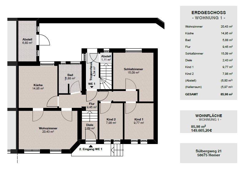 Erdgeschoßwohnung Hemer - 3 Zimmer, 85 m&sup2;, 150.000&euro; | Angebot:26802941