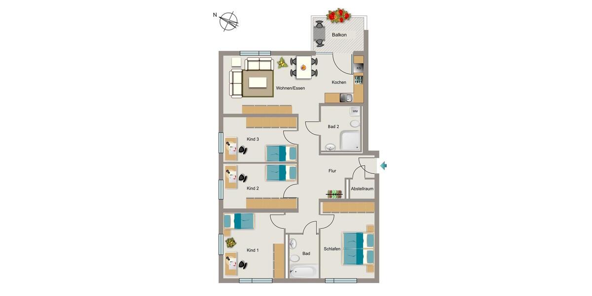 Etagenwohnung Bochum Wiemelhausen - 5 Zimmer, 112 m&sup2;, 784&euro; | Angebot:25409538