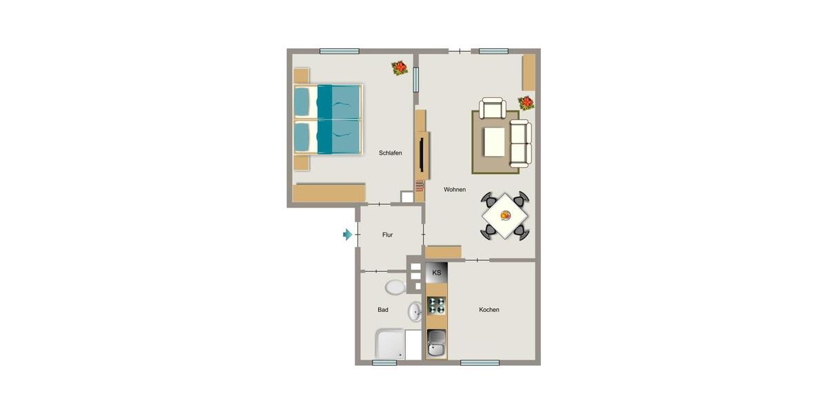 Erdgeschoßwohnung Bochum Bochum-Mitte - 2.5 Zimmer, 48 m&sup2;, 443&euro; | Angebot:26656377