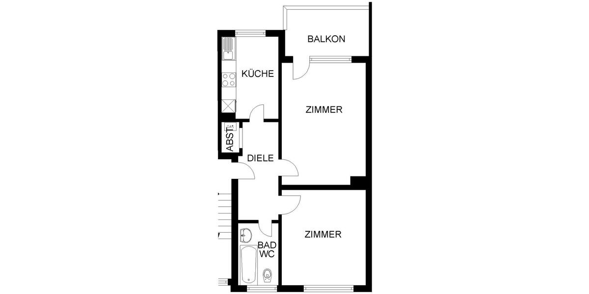 Etagenwohnung Hagen Hagen-Mitte - 2 Zimmer, 59 m&sup2;, 396&euro; | Angebot:25782998