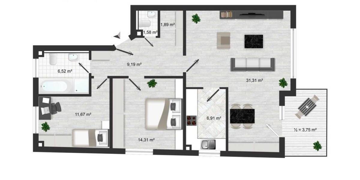 Etagenwohnung Lüdenscheid Brügge - 3 Zimmer, 88 m&sup2;, 279.000&euro; | Angebot:26686370